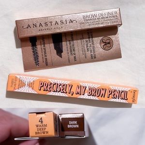 ABH Brow Definer Dark Brown/ Benefit Precisely My Brow 4 Warm deep brown